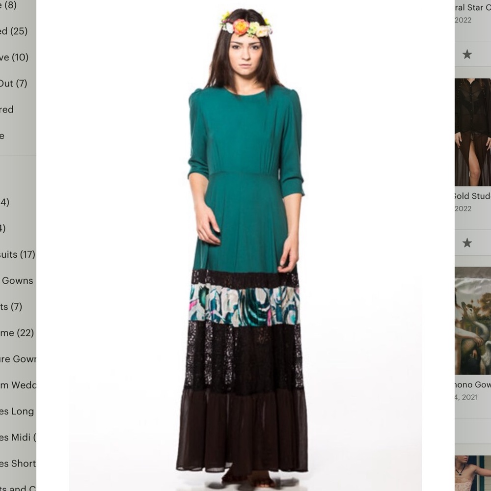 Lucia’s Sarto 🇺🇦 ALLISON Teal Green Black Boho Maxi Dress